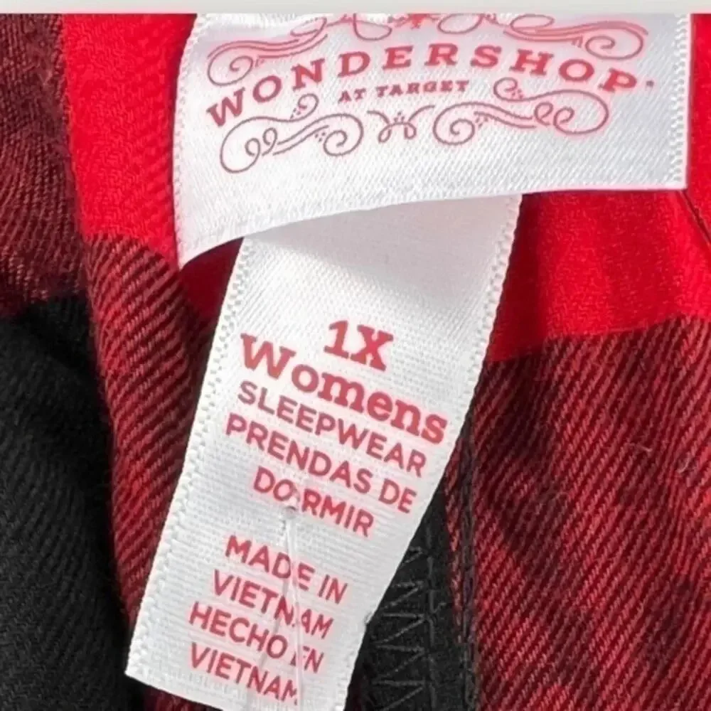 Wondershop Women’s / Unisex -1X Buffalo Check Pajama Set Top & Bottom NEW - Picture 4 of 6